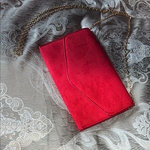 Steve Madden Red Clutch with Gold Chain